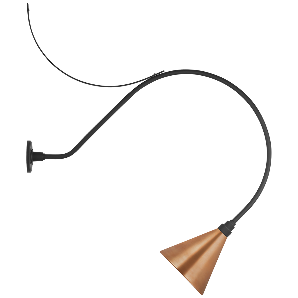 Academy 36" Anchored Larrabee Barn Light | Matte Black | 9 | 9" Soft Copper Conical Savannah Shade