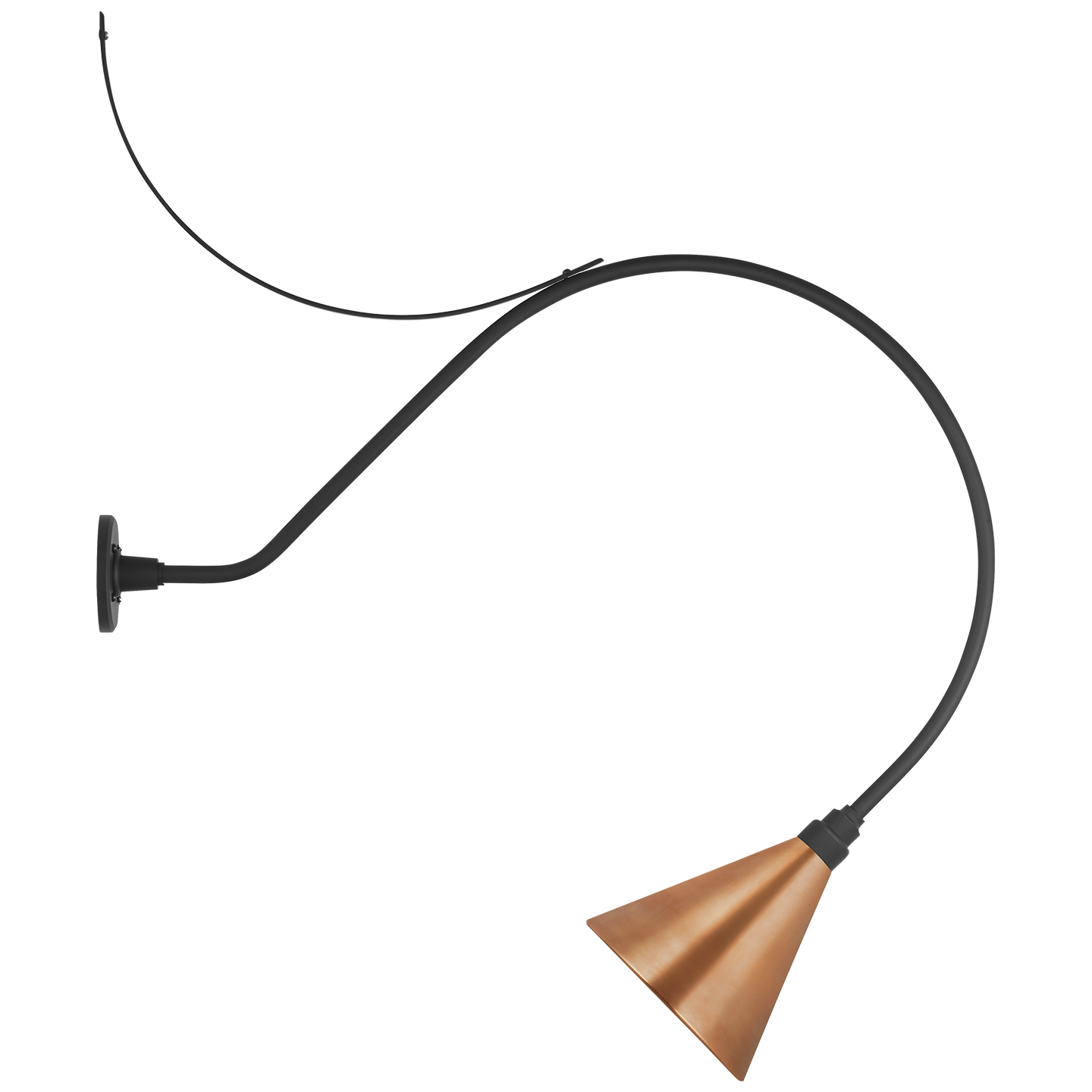 Academy 36" Anchored Larrabee Barn Light | Matte Black | 9 | 9" Soft Copper Conical Savannah Shade