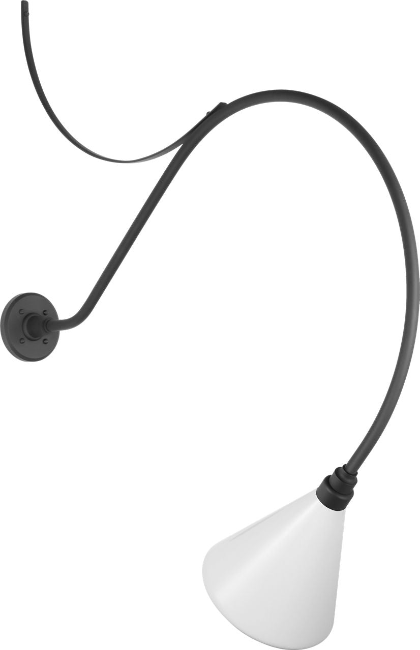 Academy 36" Anchored Larrabee Barn Light | Matte Black | 9 | 9" White Conical Savannah Shade