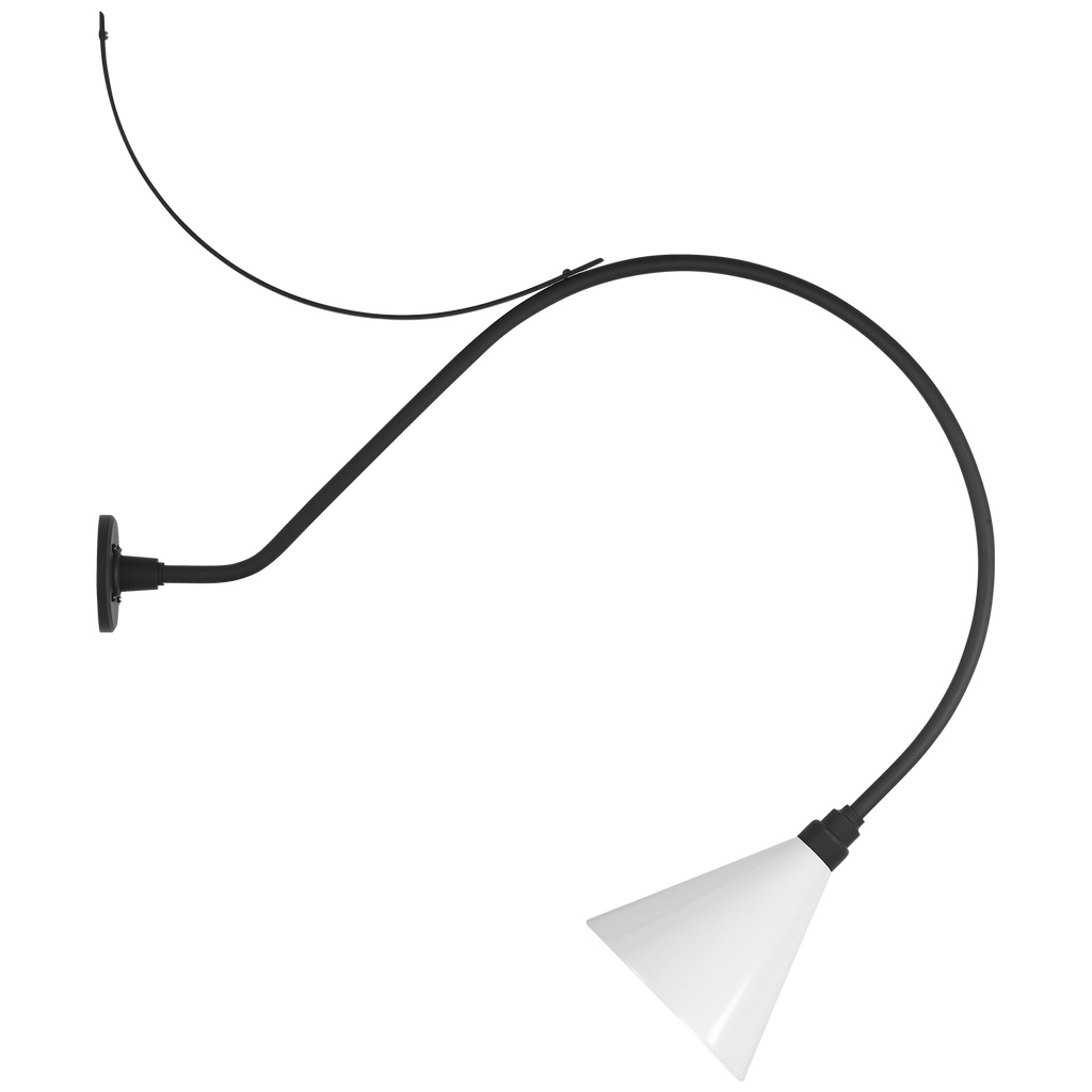 Academy 36" Anchored Larrabee Barn Light | Matte Black | 9 | 9" White Conical Savannah Shade