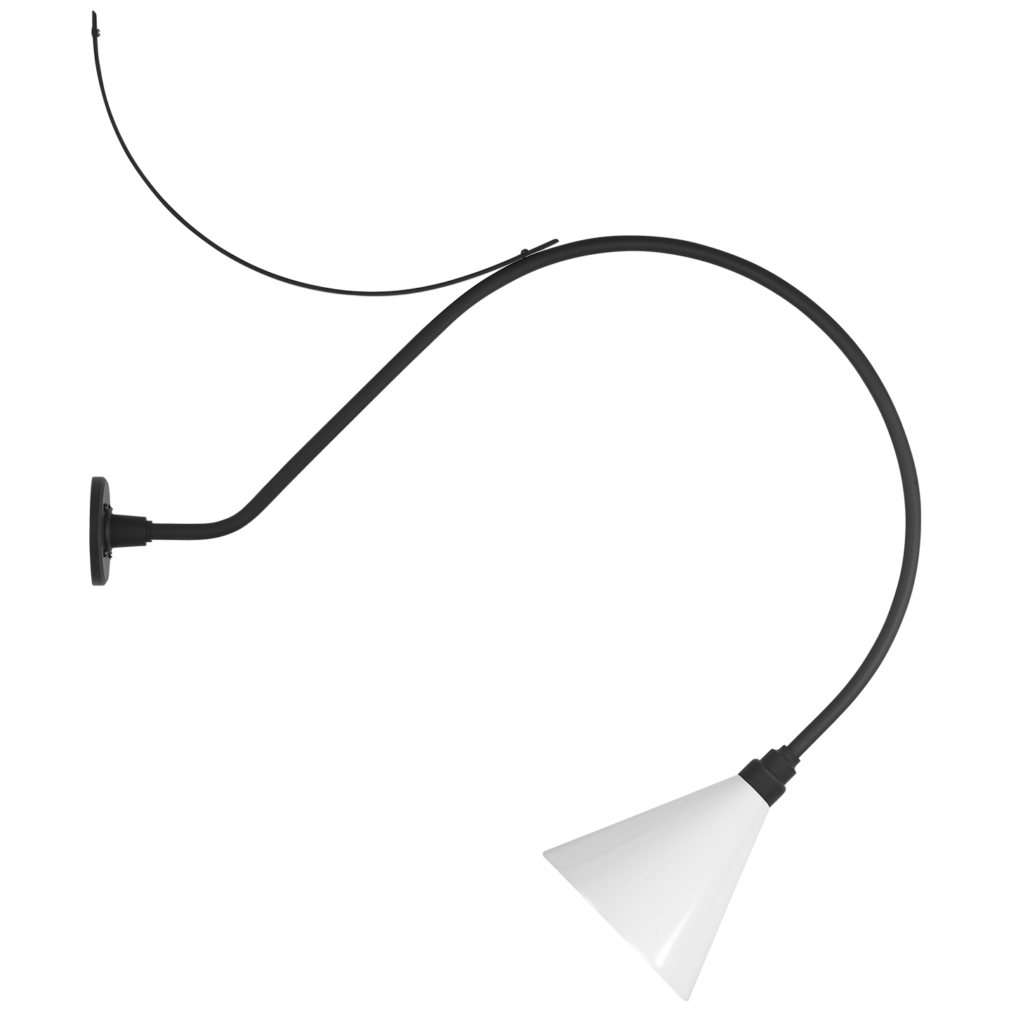 Academy 36" Anchored Larrabee Barn Light | Matte Black | 9 | 9" White Conical Savannah Shade