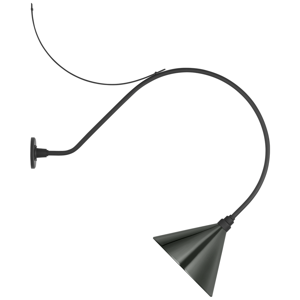 Academy 36" Anchored Larrabee Barn Light | Matte Black | 12.5 | 12.5" Green Conical Savannah Shade