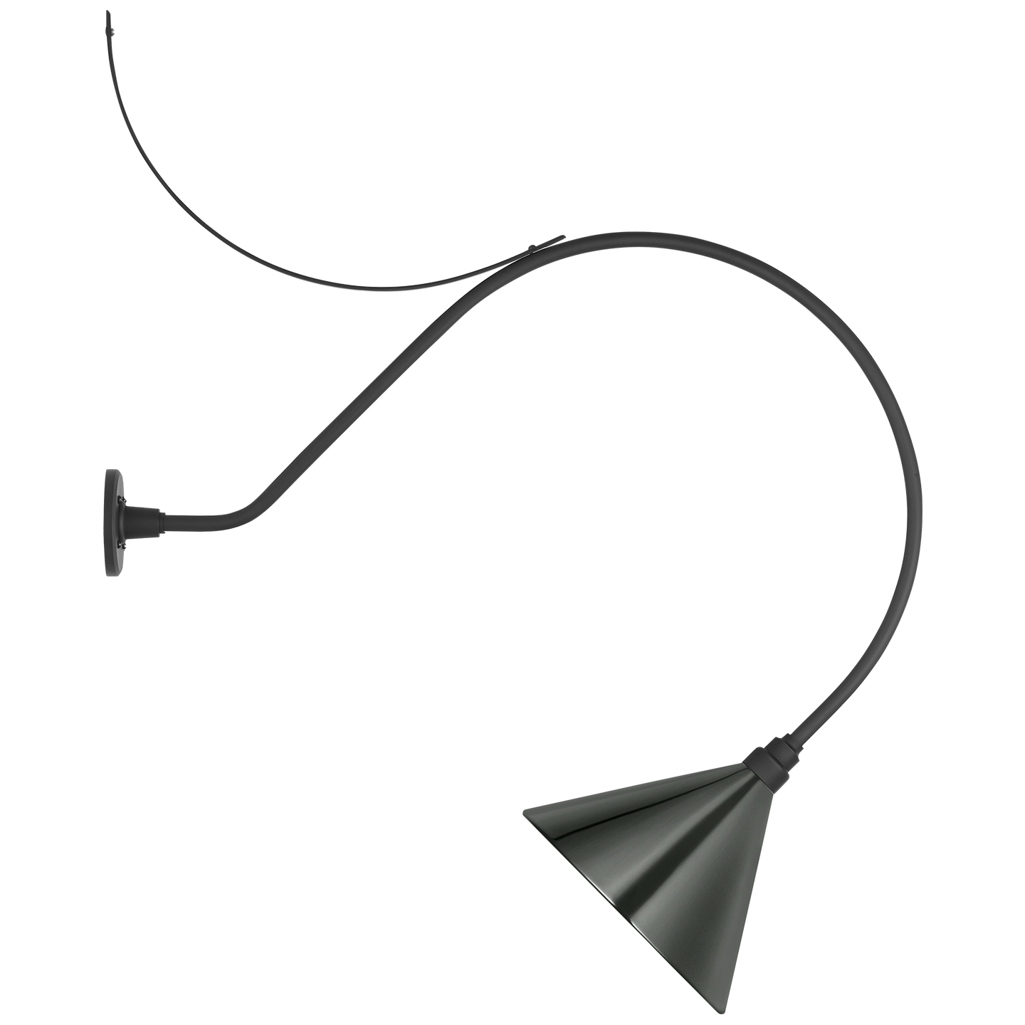 Academy 36" Anchored Larrabee Barn Light | Matte Black | 12.5 | 12.5" Green Conical Savannah Shade