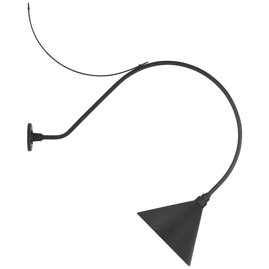 Academy 36" Anchored Larrabee Barn Light | Matte Black | 12.5 | 12.5" Matte Black Conical Savannah Shade