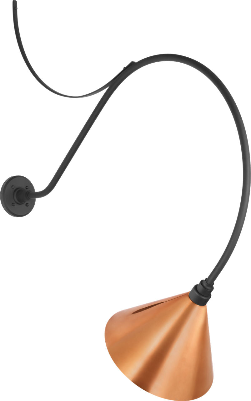 Academy 36" Anchored Larrabee Barn Light | Matte Black | 12.5 | 12.5" Soft Copper Conical Savannah Shade