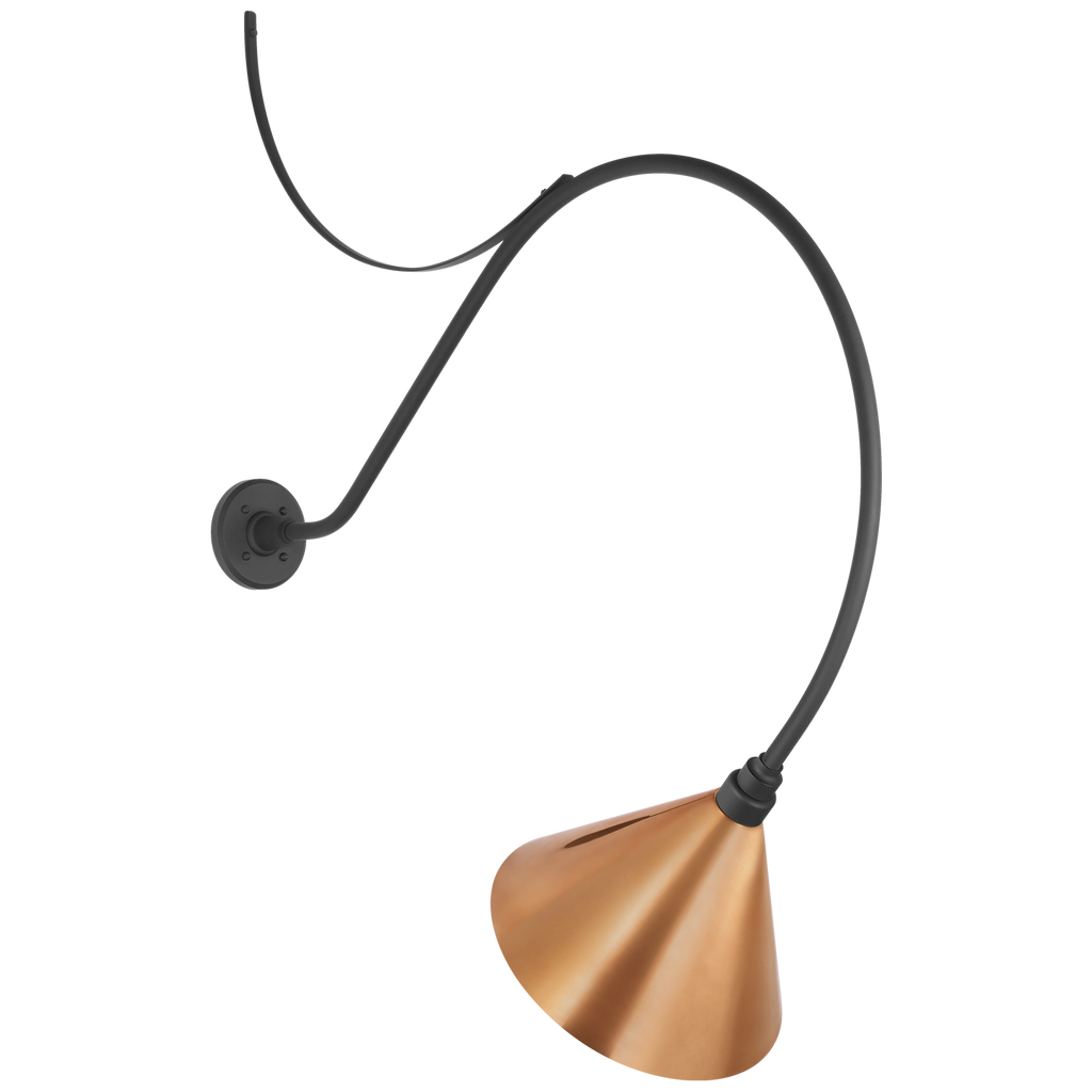 Academy 36" Anchored Larrabee Barn Light | Matte Black | 12.5 | 12.5" Soft Copper Conical Savannah Shade
