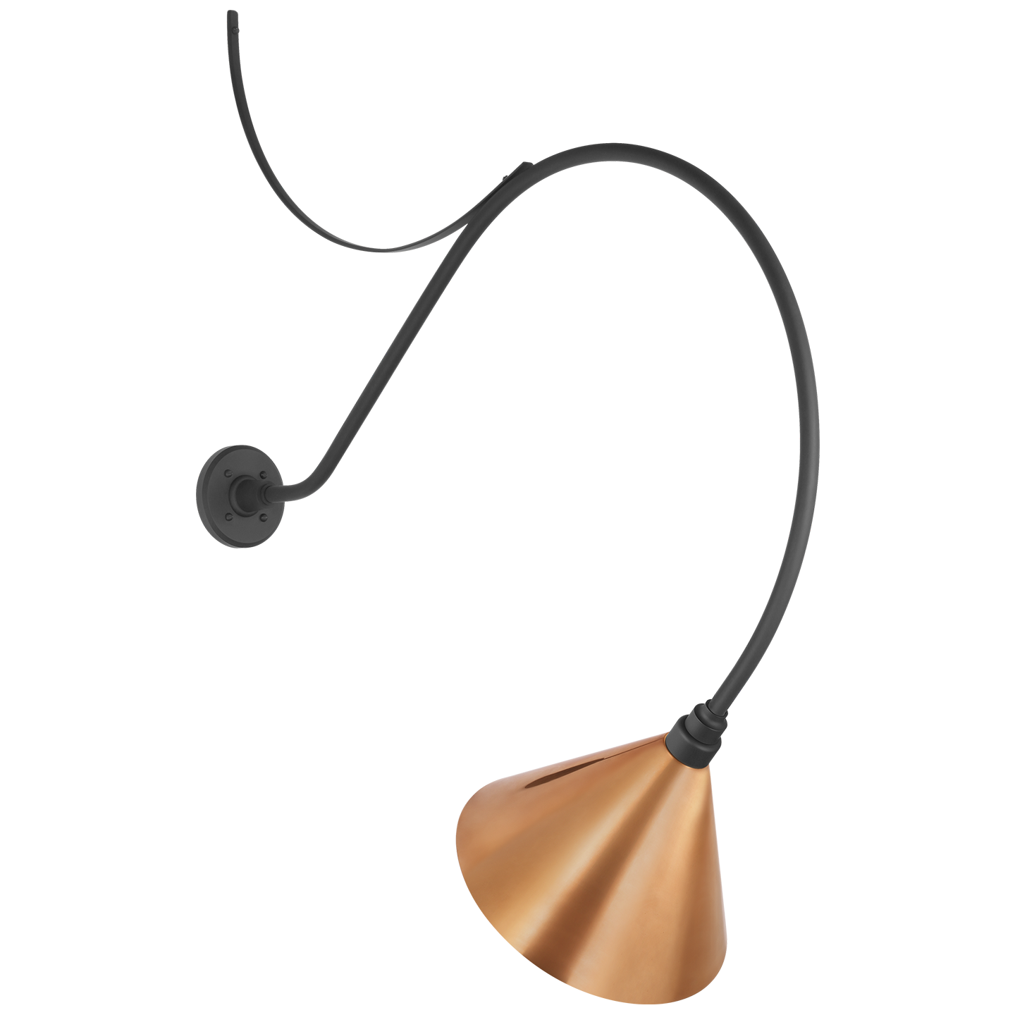 Academy 36" Anchored Larrabee Barn Light | Matte Black | 12.5 | 12.5" Soft Copper Conical Savannah Shade