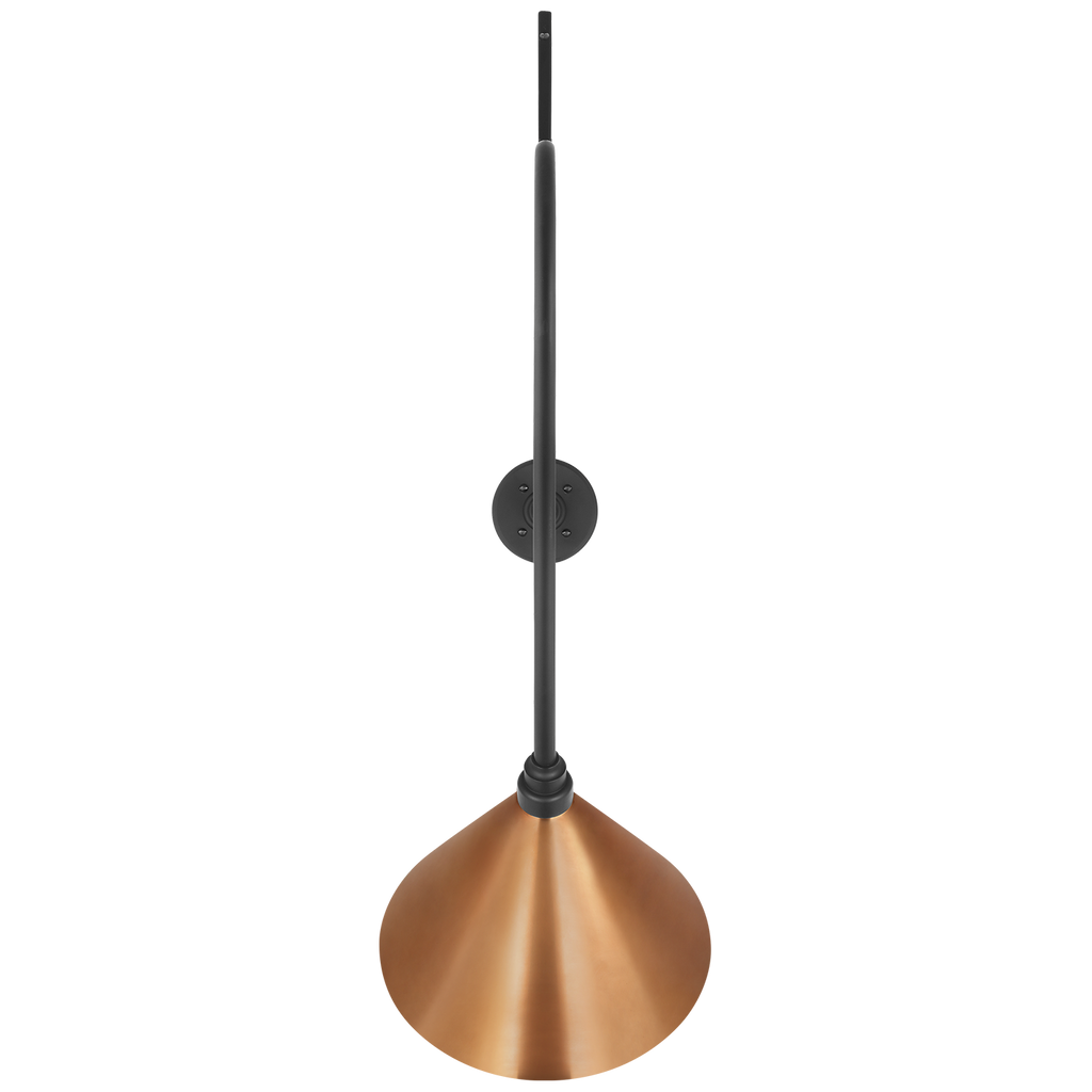 Academy 36" Anchored Larrabee Barn Light | Matte Black | 12.5 | 12.5" Soft Copper Conical Savannah Shade