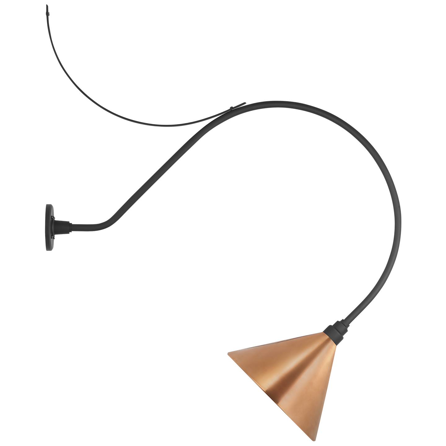 Academy 36" Anchored Larrabee Barn Light | Matte Black | 12.5 | 12.5" Soft Copper Conical Savannah Shade