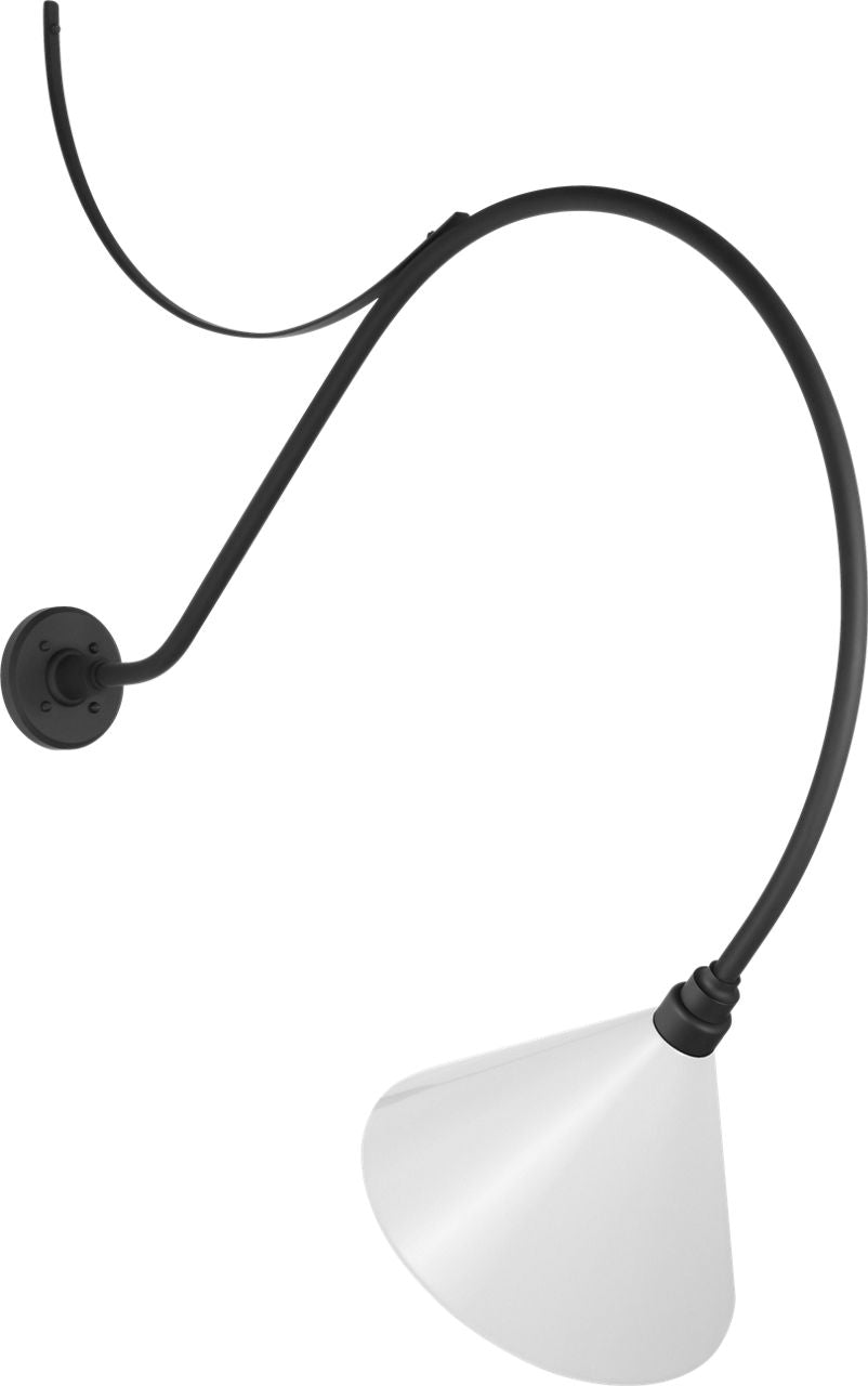 Academy 36" Anchored Larrabee Barn Light | Matte Black | 12.5 | 12.5" White Conical Savannah Shade