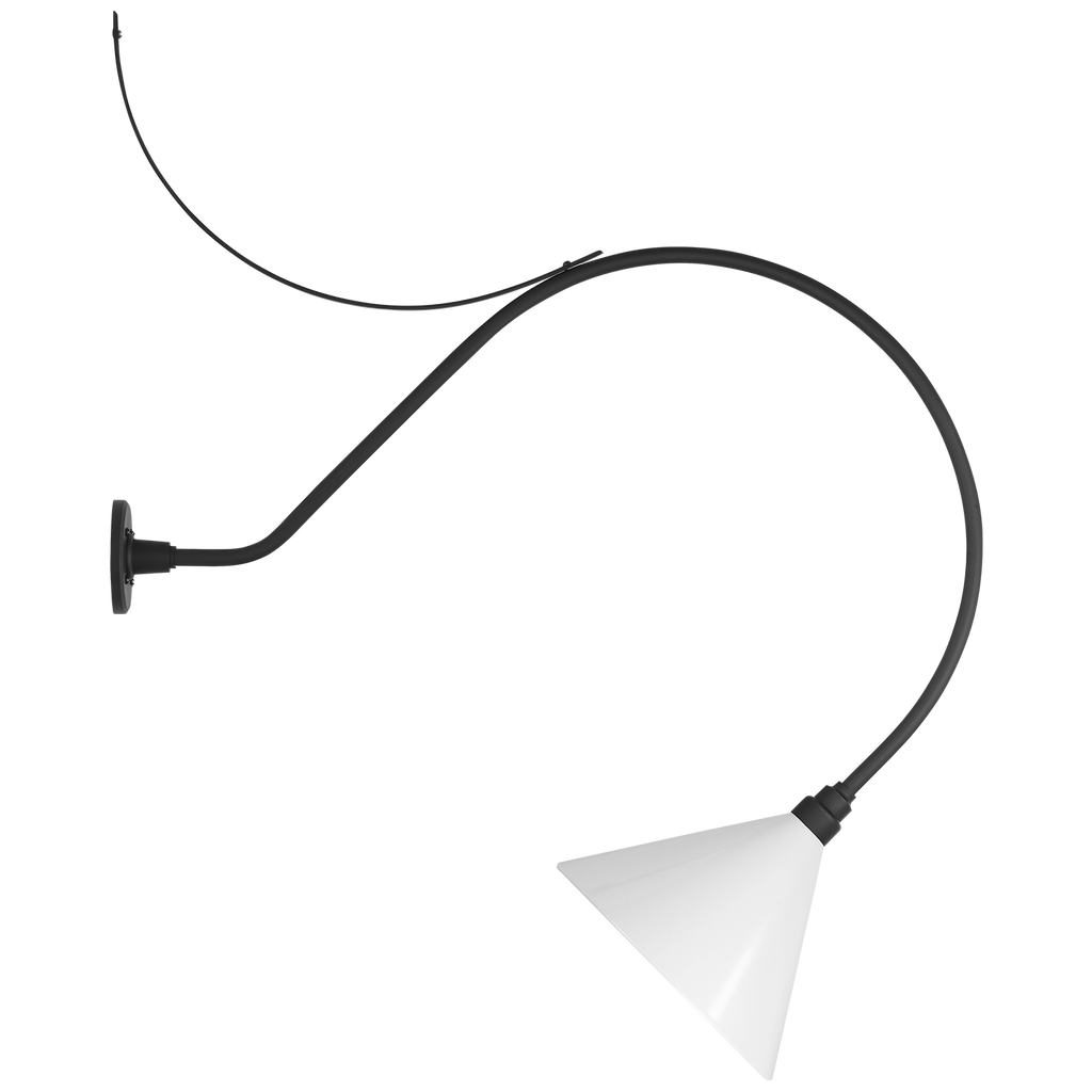 Academy 36" Anchored Larrabee Barn Light | Matte Black | 12.5 | 12.5" White Conical Savannah Shade