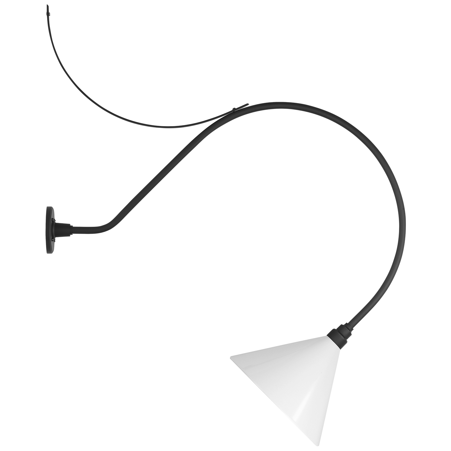 Academy 36" Anchored Larrabee Barn Light | Matte Black | 12.5 | 12.5" White Conical Savannah Shade