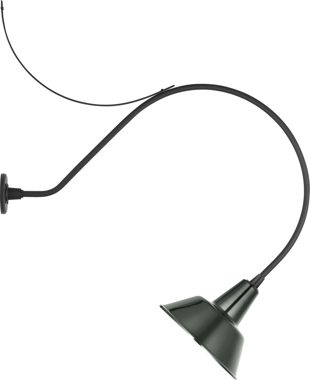 Academy 36" Anchored Larrabee Barn Light | Matte Black | 12.5 | 12.5" Green Bowers Shade