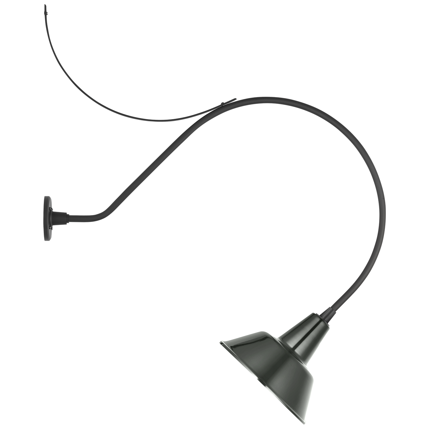 Academy 36" Anchored Larrabee Barn Light | Matte Black | 12.5 | 12.5" Green Bowers Shade