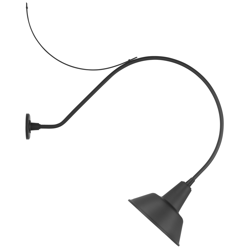 Academy 36" Anchored Larrabee Barn Light | Matte Black | 12.5 | 12.5" Matte Black Bowers Shade