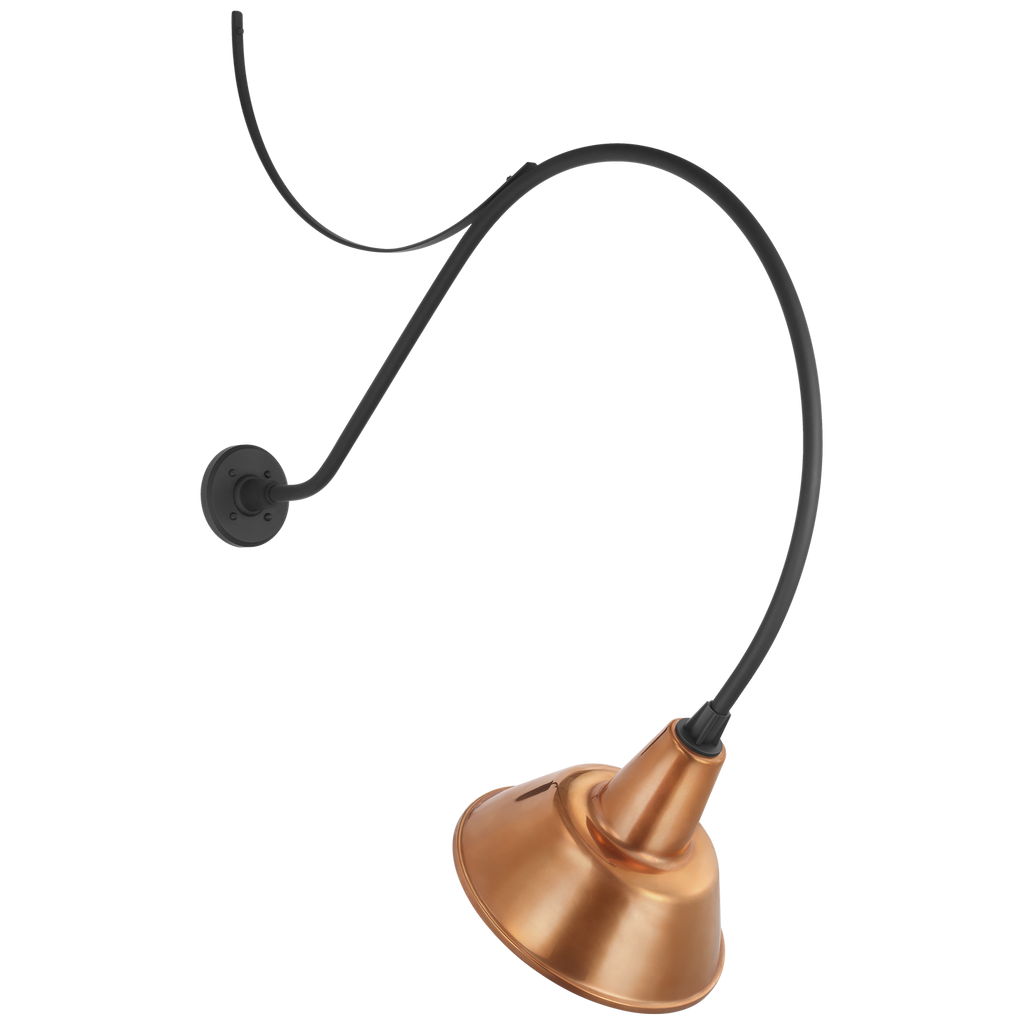 Academy 36" Anchored Larrabee Barn Light | Matte Black | 12.5 | 12.5" Soft Copper Bowers Shade