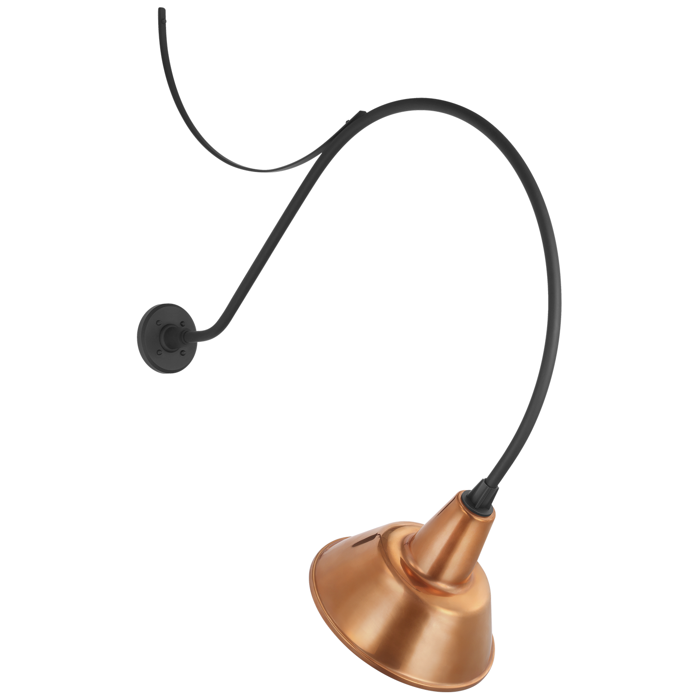 Academy 36" Anchored Larrabee Barn Light | Matte Black | 12.5 | 12.5" Soft Copper Bowers Shade