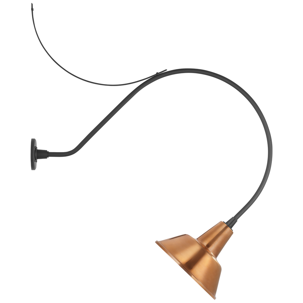 Academy 36" Anchored Larrabee Barn Light | Matte Black | 12.5 | 12.5" Soft Copper Bowers Shade
