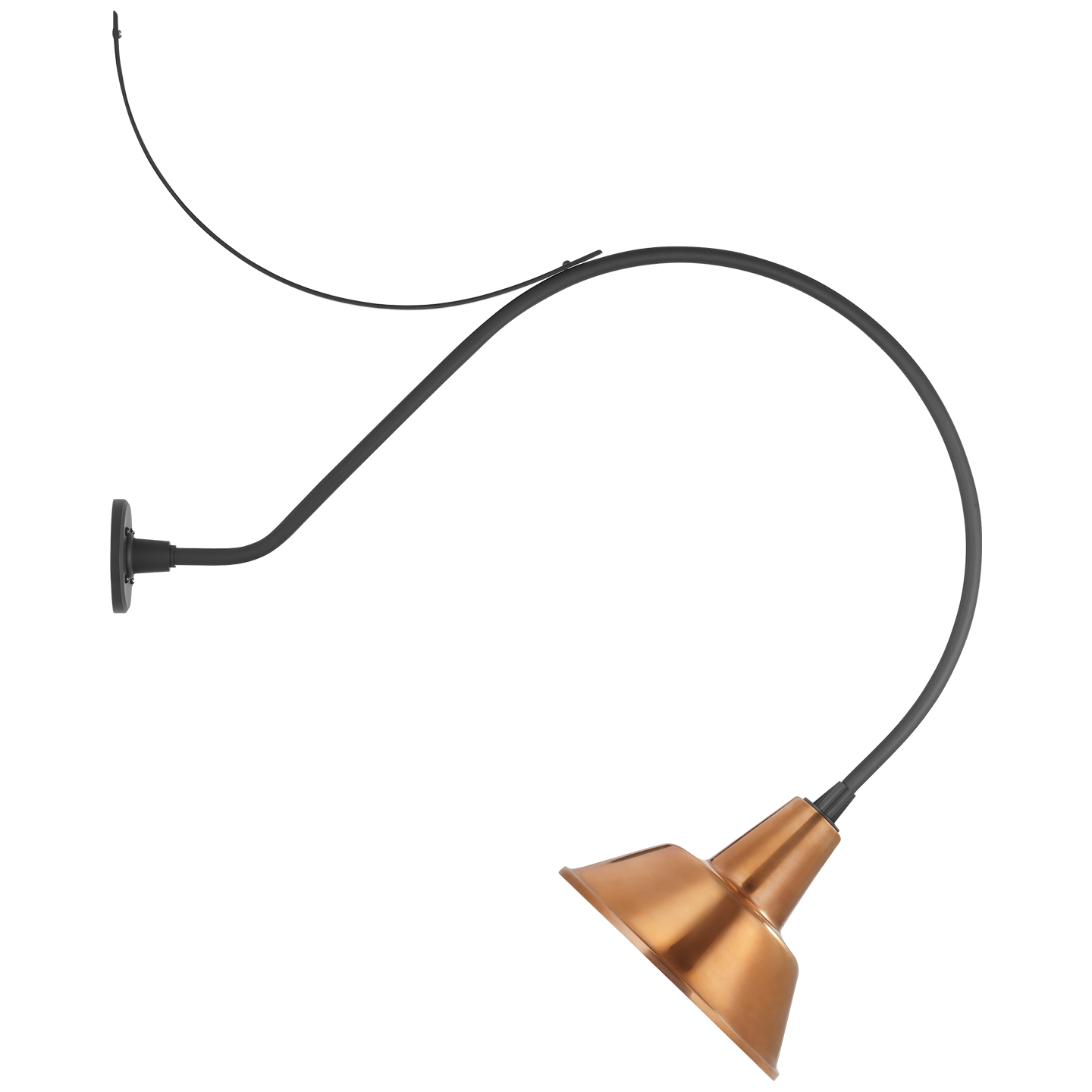 Academy 36" Anchored Larrabee Barn Light | Matte Black | 12.5 | 12.5" Soft Copper Bowers Shade