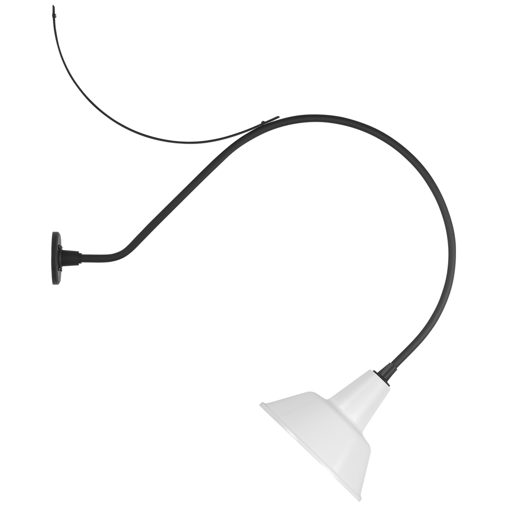 Academy 36" Anchored Larrabee Barn Light | Matte Black | 12.5 | 12.5" White Bowers Shade