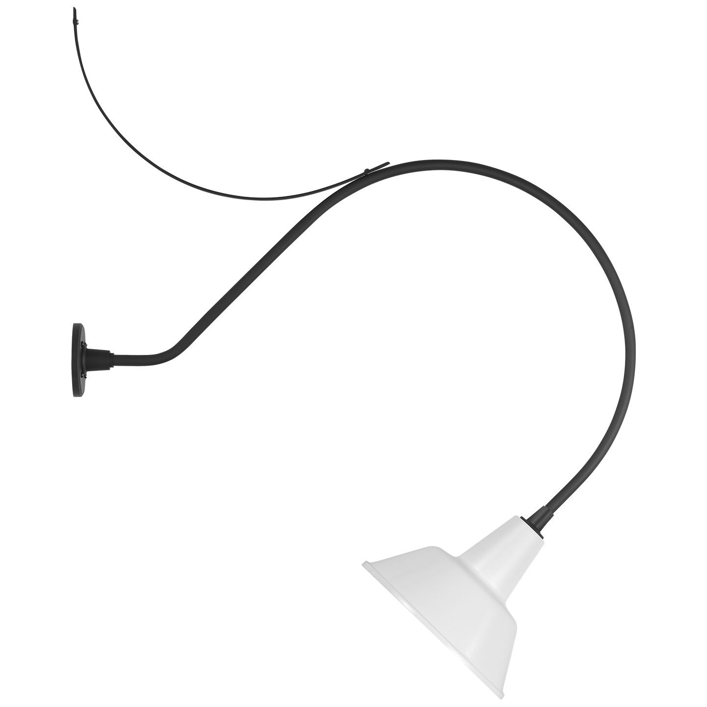 Academy 36" Anchored Larrabee Barn Light | Matte Black | 12.5 | 12.5" White Bowers Shade