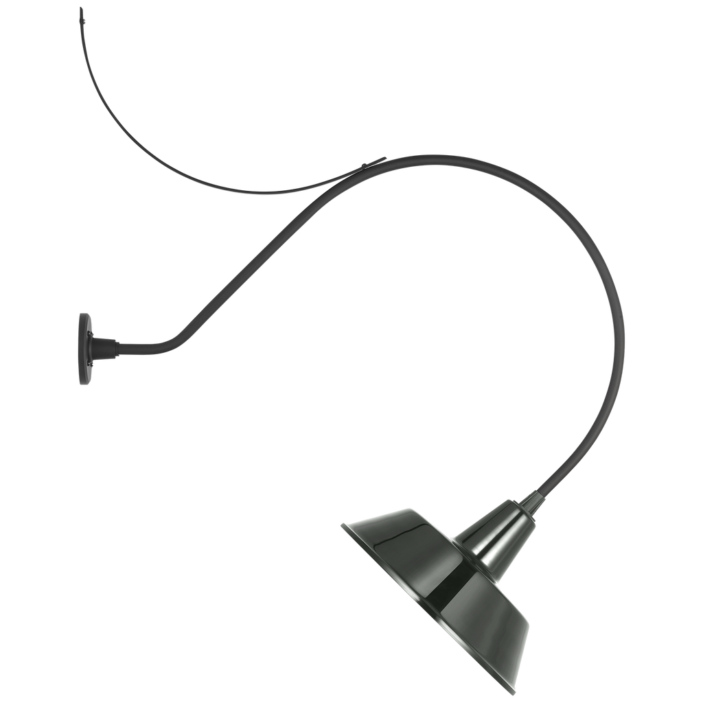 Academy 36" Anchored Larrabee Barn Light | Matte Black | 16 | 16" Green Bowers Shade