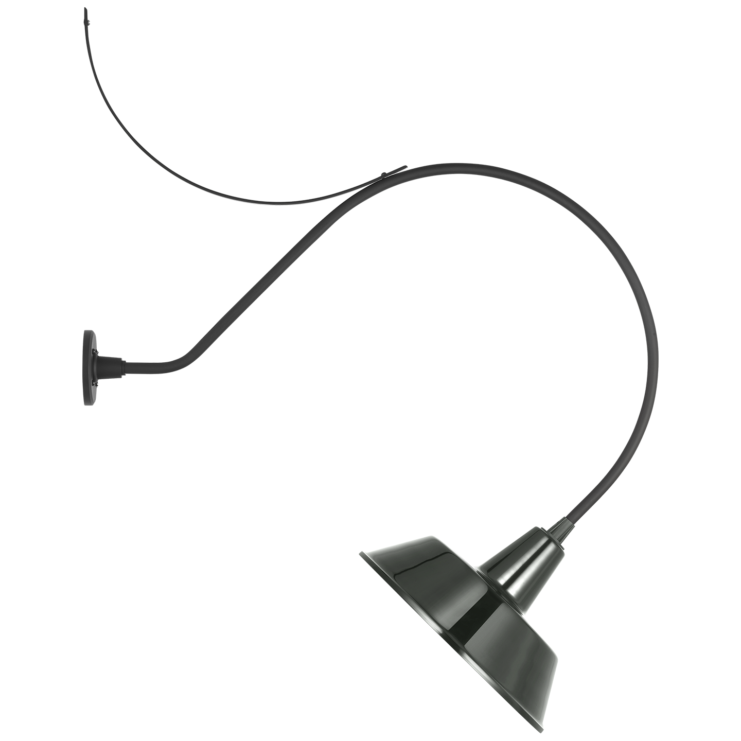 Academy 36" Anchored Larrabee Barn Light | Matte Black | 16 | 16" Green Bowers Shade