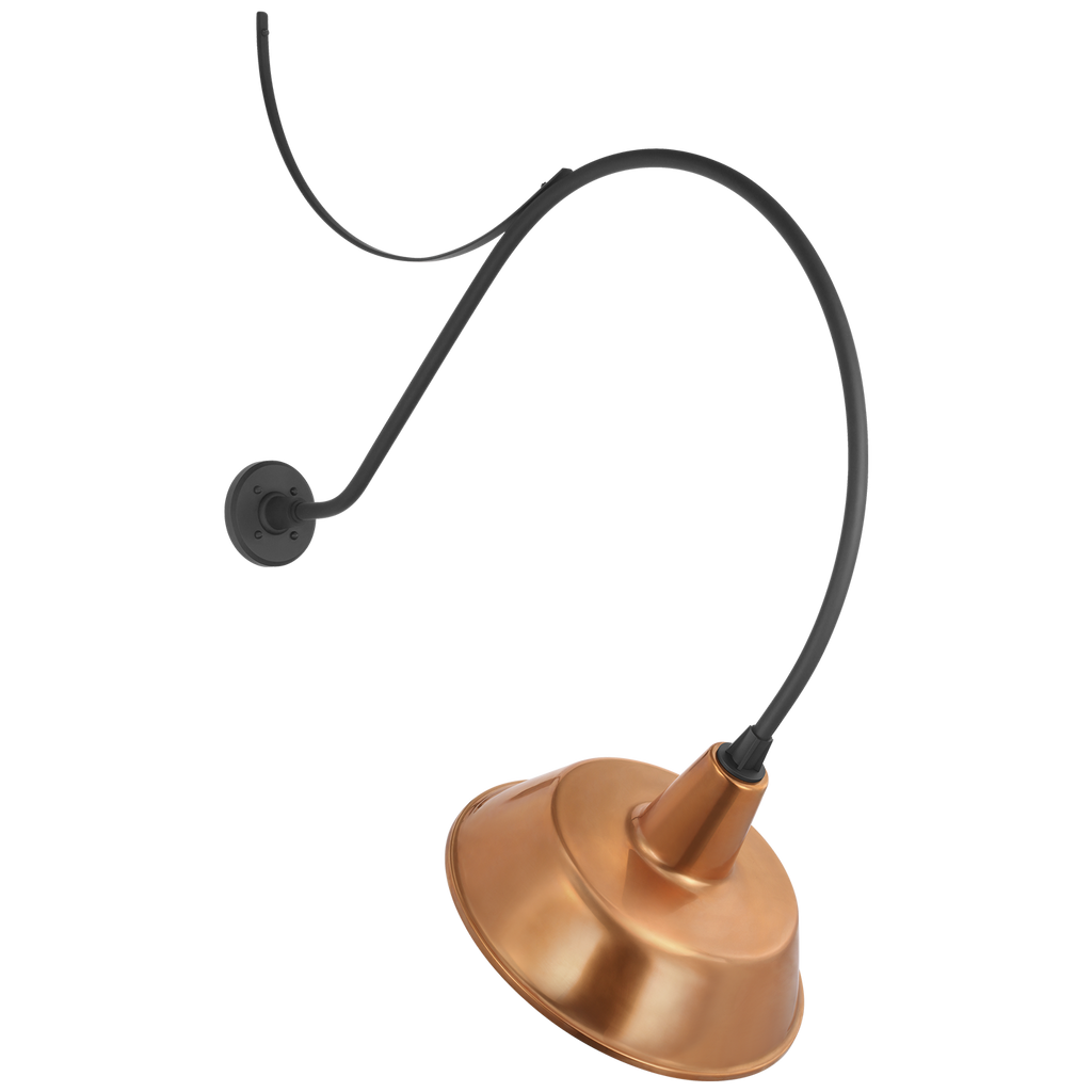 Academy 36" Anchored Larrabee Barn Light | Matte Black | 16 | 16" Soft Copper Bowers Shade