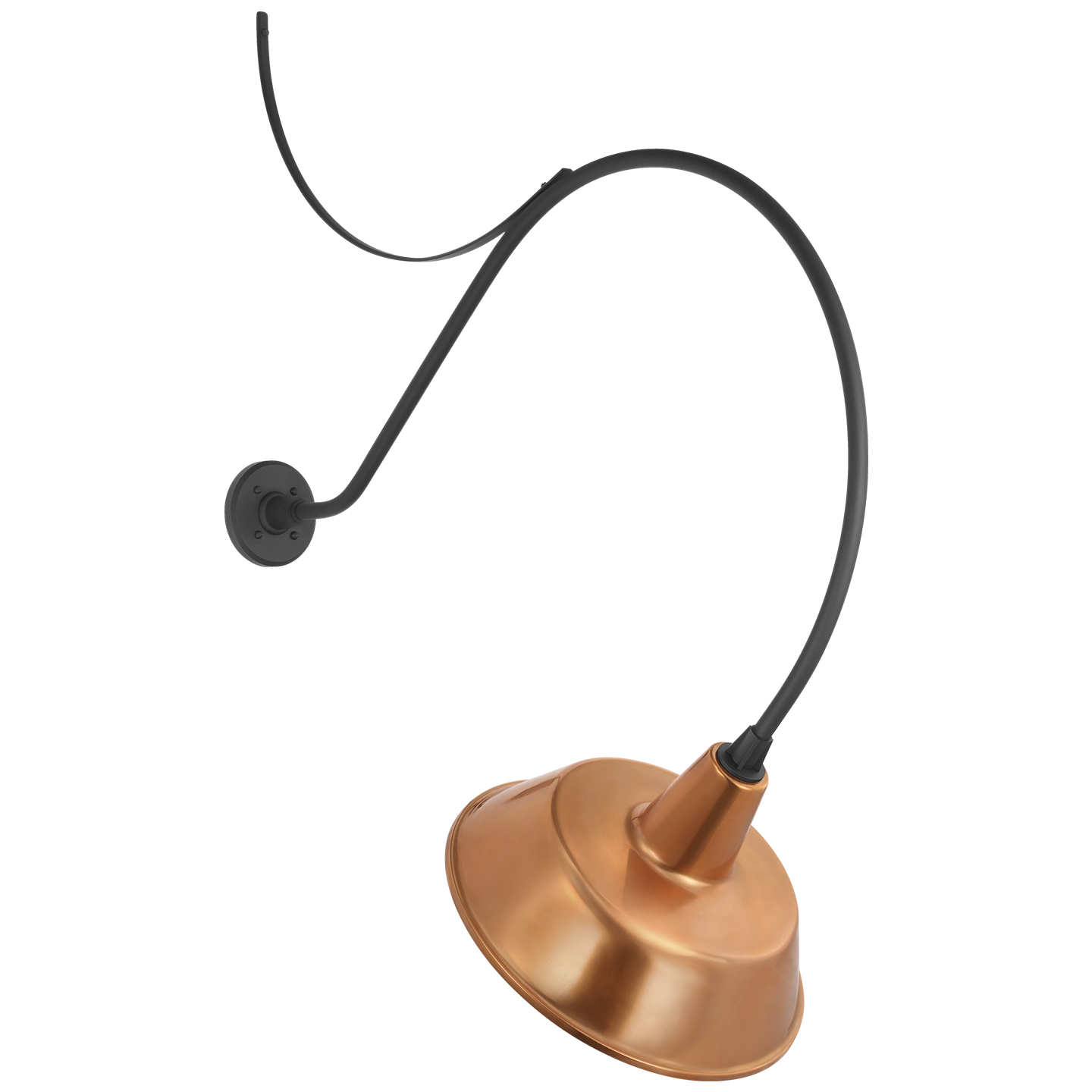 Academy 36" Anchored Larrabee Barn Light | Matte Black | 16 | 16" Soft Copper Bowers Shade