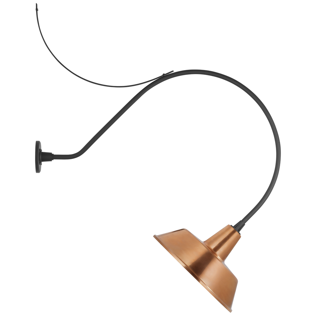 Academy 36" Anchored Larrabee Barn Light | Matte Black | 16 | 16" Soft Copper Bowers Shade