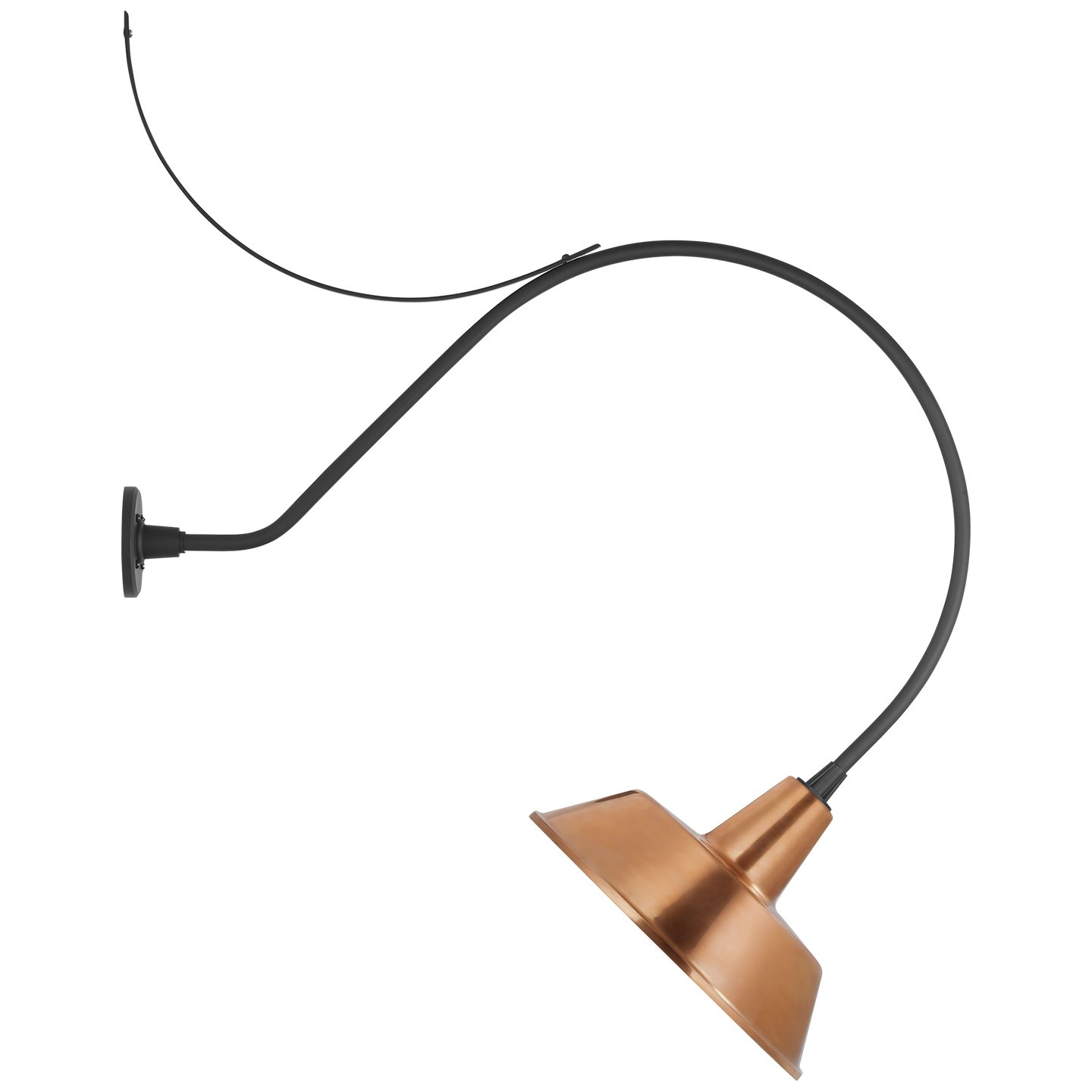 Academy 36" Anchored Larrabee Barn Light | Matte Black | 16 | 16" Soft Copper Bowers Shade