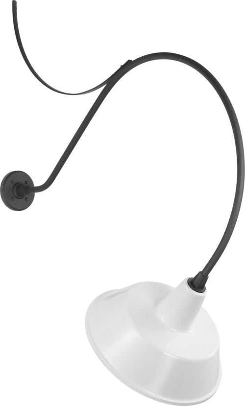 Academy 36" Anchored Larrabee Barn Light | Matte Black | 16 | 16" White Bowers Shade