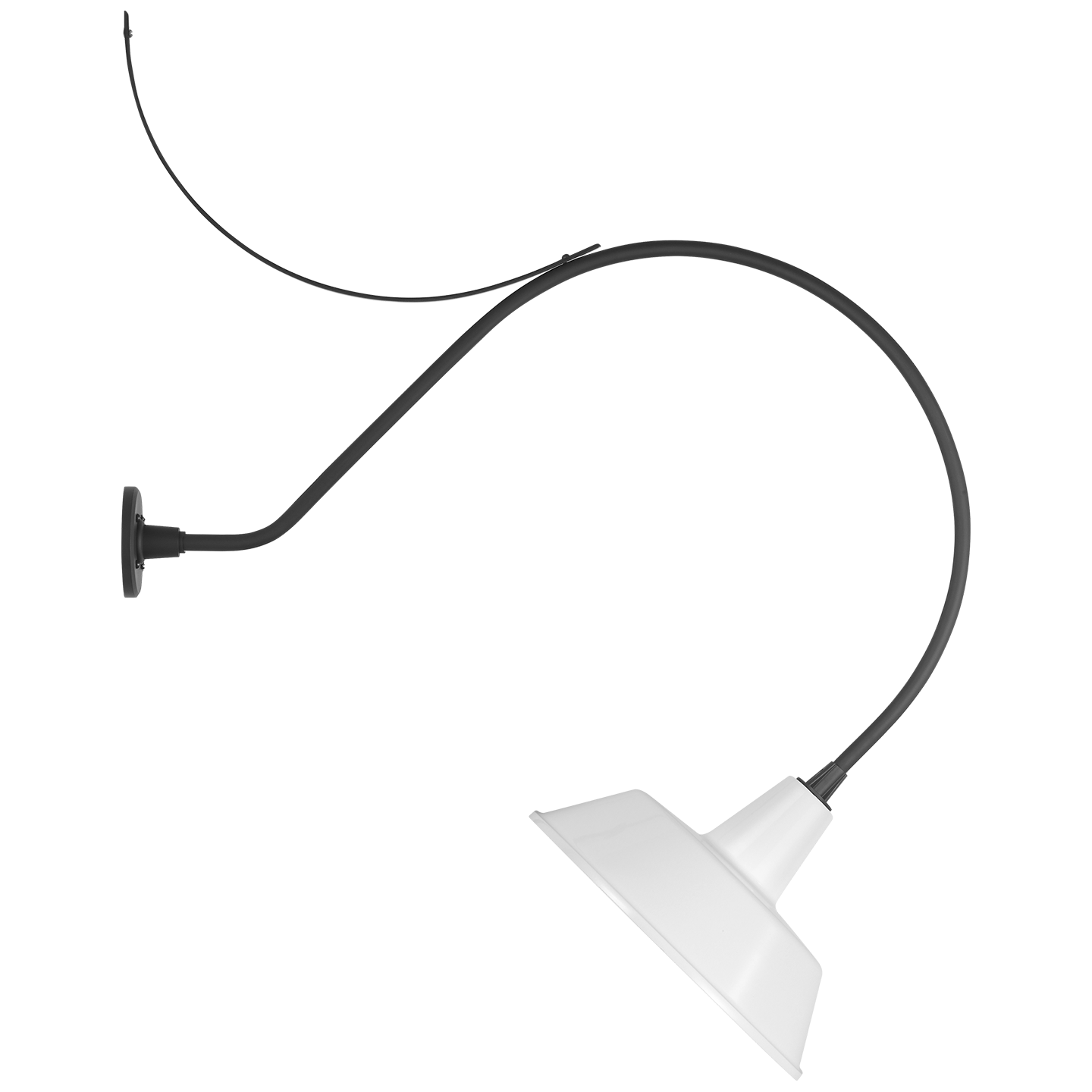 Academy 36" Anchored Larrabee Barn Light | Matte Black | 16 | 16" White Bowers Shade