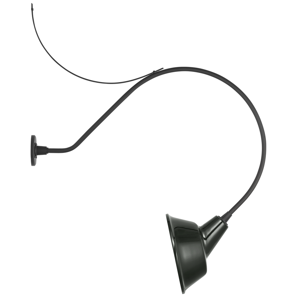 Academy 36" Anchored Larrabee Barn Light | Matte Black | 12.5 | 12.5" Green Tilted Bowers Shade