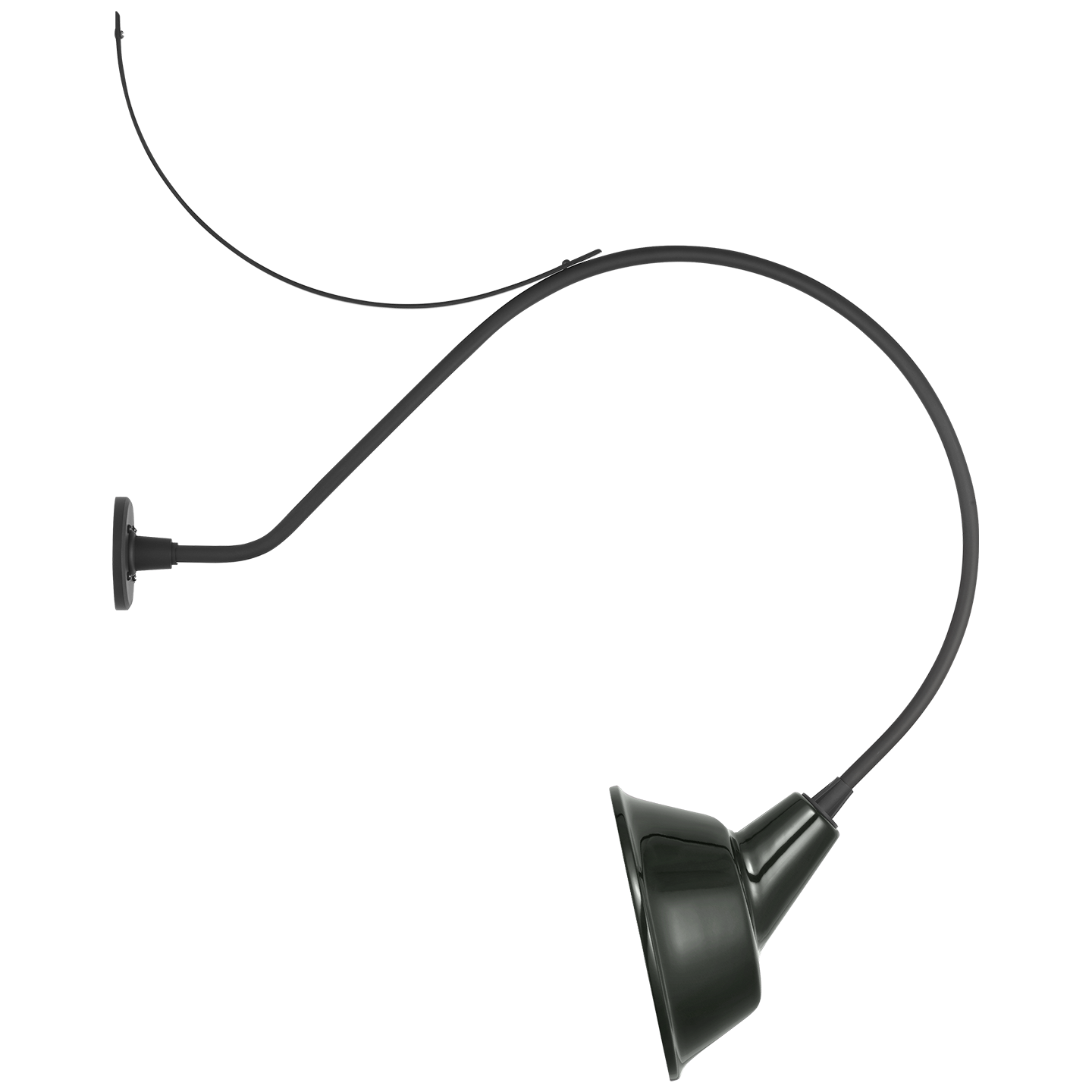Academy 36" Anchored Larrabee Barn Light | Matte Black | 12.5 | 12.5" Green Tilted Bowers Shade