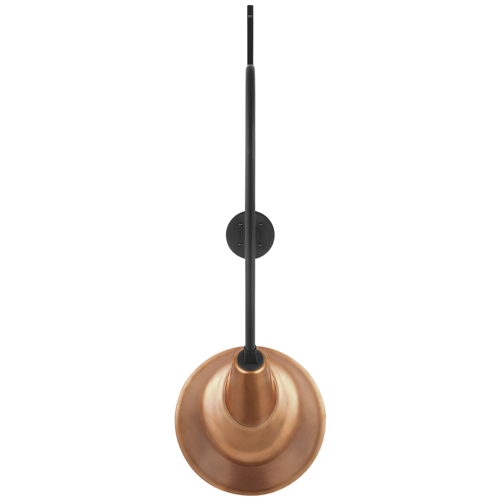 Academy 36" Anchored Larrabee Barn Light | Matte Black | 12.5 | 12.5" Soft Copper Tilted Bowers Shade