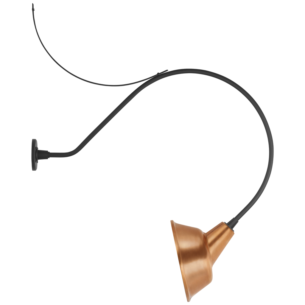 Academy 36" Anchored Larrabee Barn Light | Matte Black | 12.5 | 12.5" Soft Copper Tilted Bowers Shade