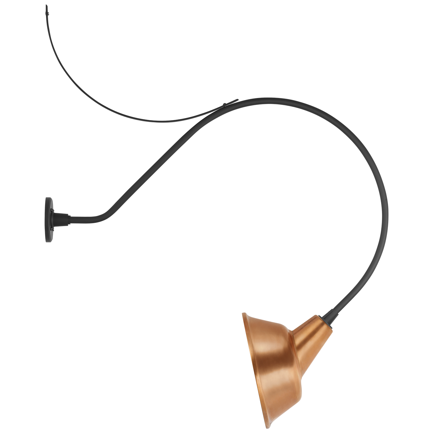 Academy 36" Anchored Larrabee Barn Light | Matte Black | 12.5 | 12.5" Soft Copper Tilted Bowers Shade