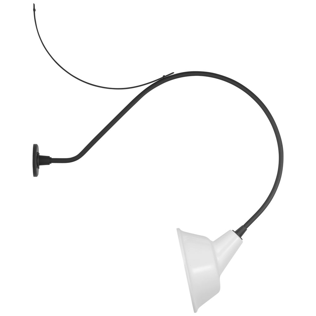 Academy 36" Anchored Larrabee Barn Light | Matte Black | 12.5 | 12.5" White Tilted Bowers Shade