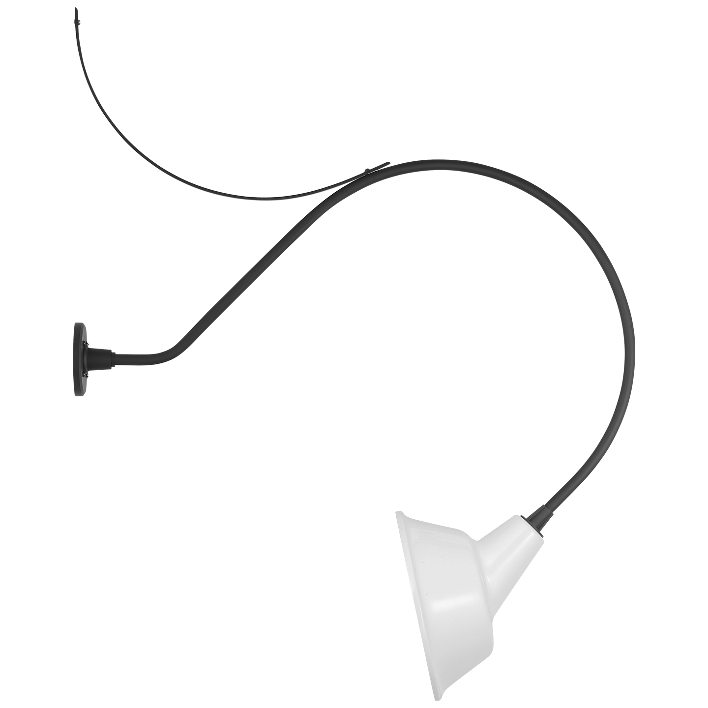 Academy 36" Anchored Larrabee Barn Light | Matte Black | 12.5 | 12.5" White Tilted Bowers Shade
