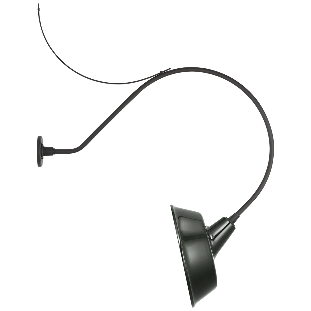 Academy 36" Anchored Larrabee Barn Light | Matte Black | 16 | 16" Green Tilted Bowers Shade