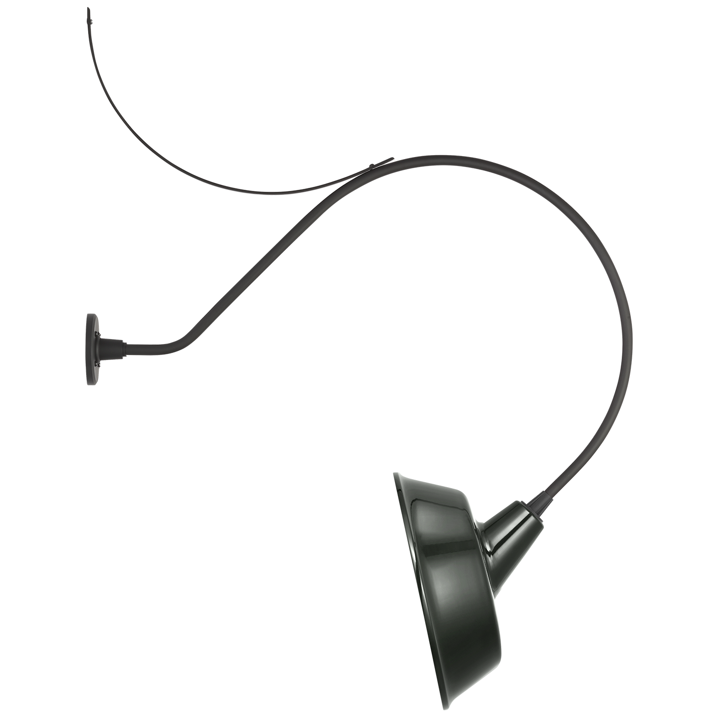 Academy 36" Anchored Larrabee Barn Light | Matte Black | 16 | 16" Green Tilted Bowers Shade