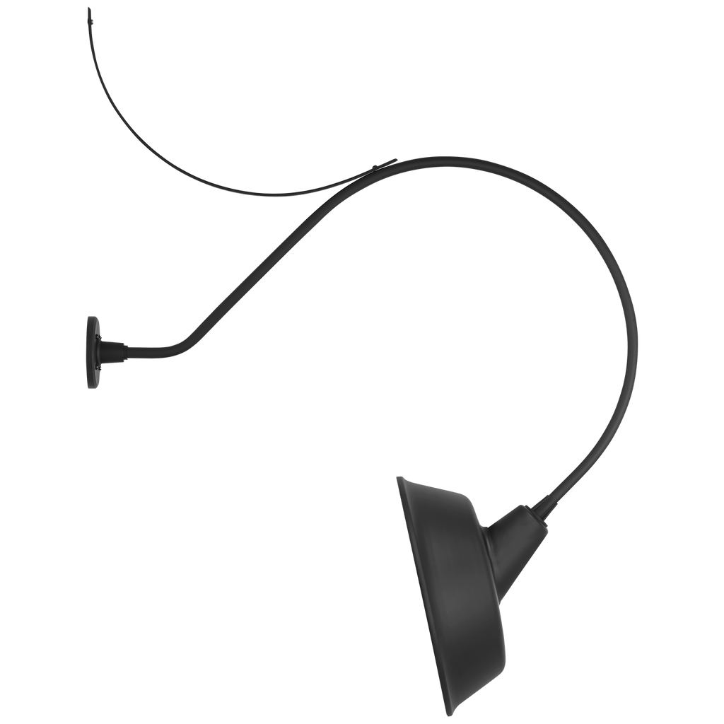 Academy 36" Anchored Larrabee Barn Light | Matte Black | 16 | 16" Matte Black Tilted Bowers Shade