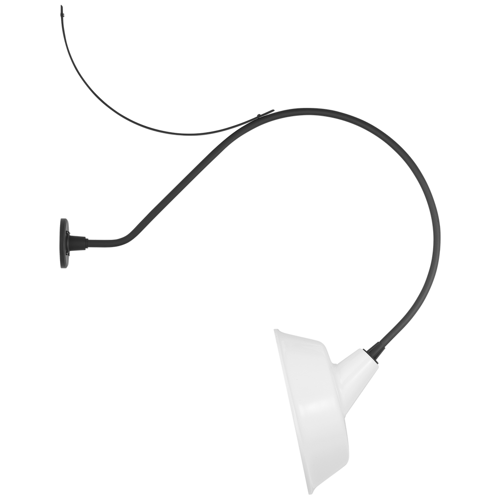 Academy 36" Anchored Larrabee Barn Light | Matte Black | 16 | 16" White Tilted Bowers Shade