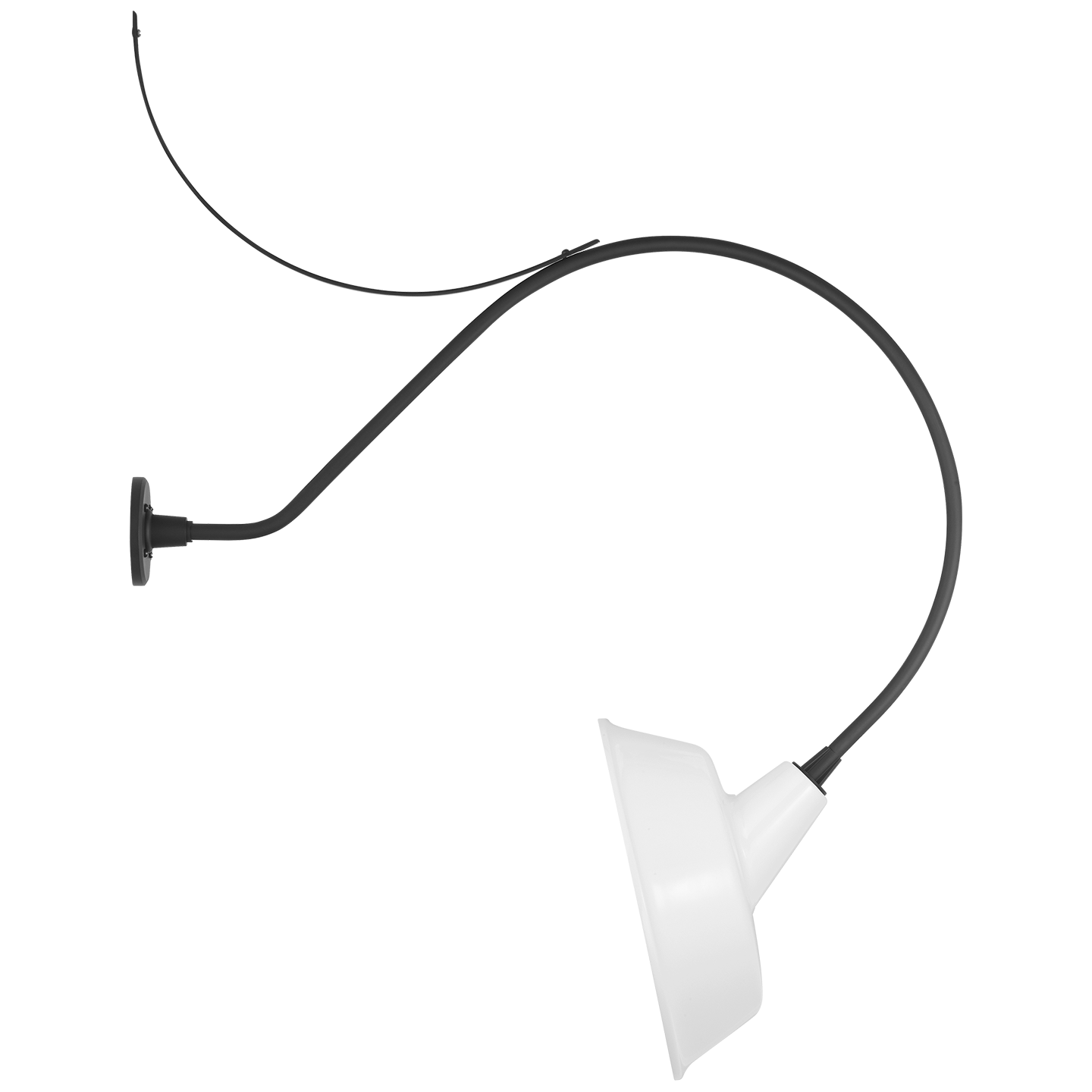 Academy 36" Anchored Larrabee Barn Light | Matte Black | 16 | 16" White Tilted Bowers Shade