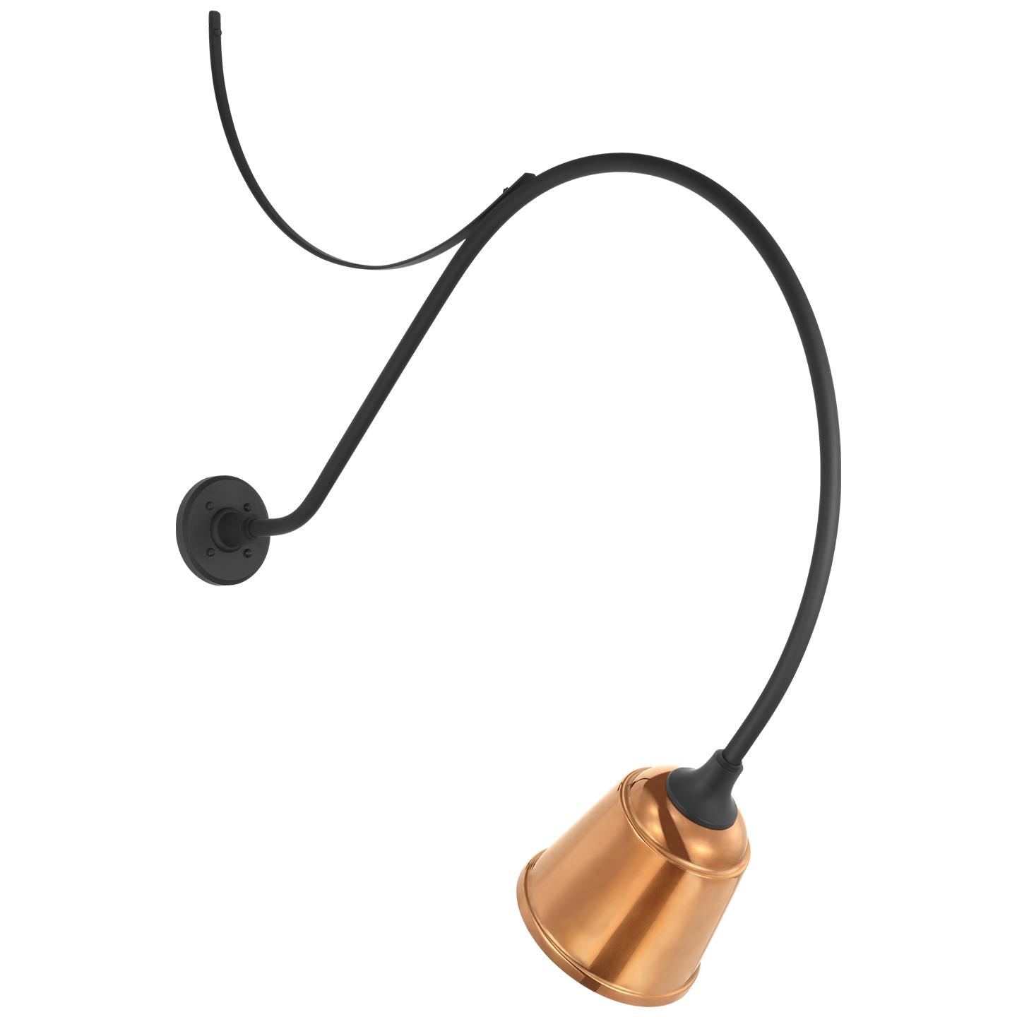 Academy 36" Anchored Larrabee Barn Light | Matte Black | 8 | 8" Soft Copper Rockhouse Shade