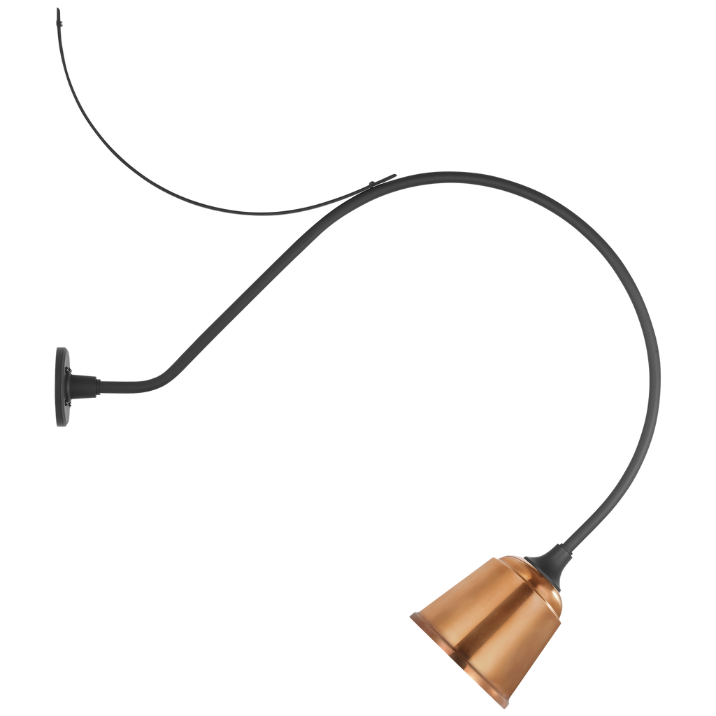 Academy 36" Anchored Larrabee Barn Light | Matte Black | 8 | 8" Soft Copper Rockhouse Shade