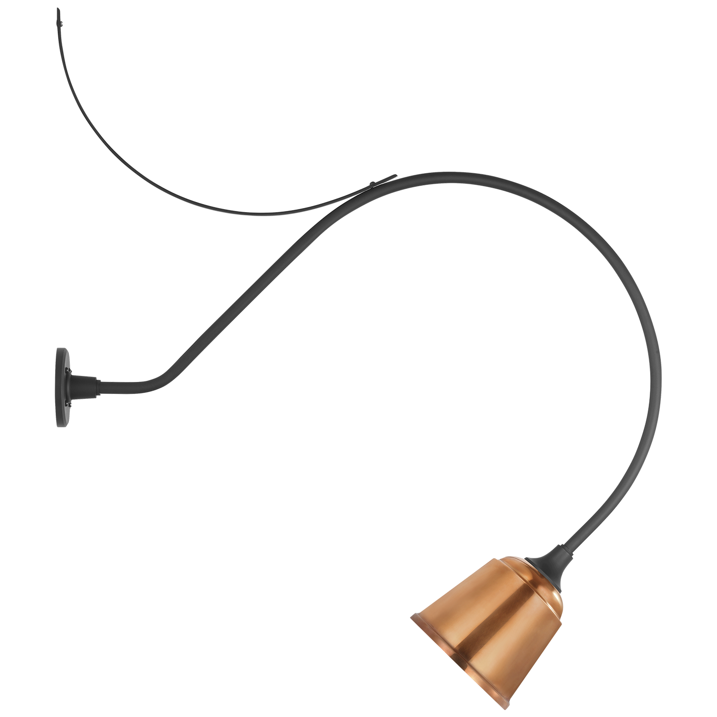 Academy 36" Anchored Larrabee Barn Light | Matte Black | 8 | 8" Soft Copper Rockhouse Shade