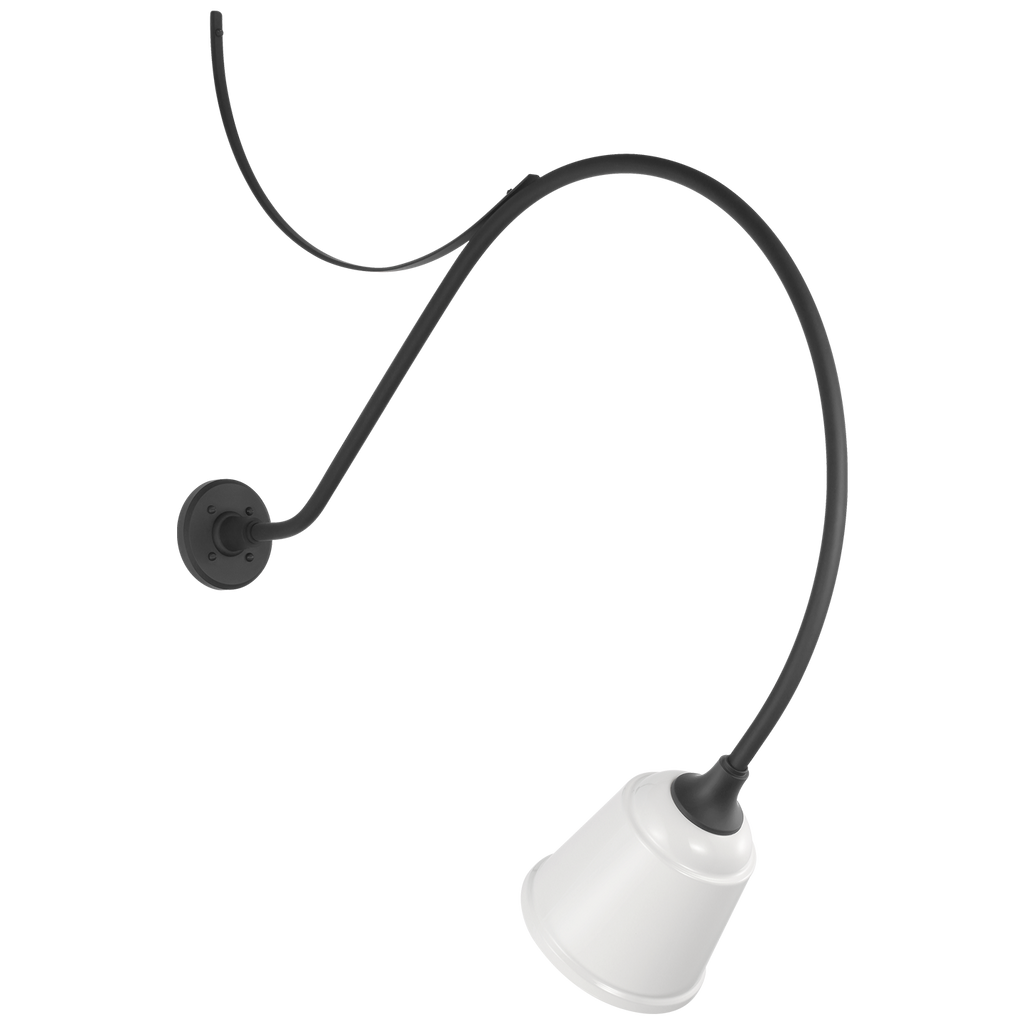 Academy 36" Anchored Larrabee Barn Light | Matte Black | 8 | 8" White Rockhouse Shade