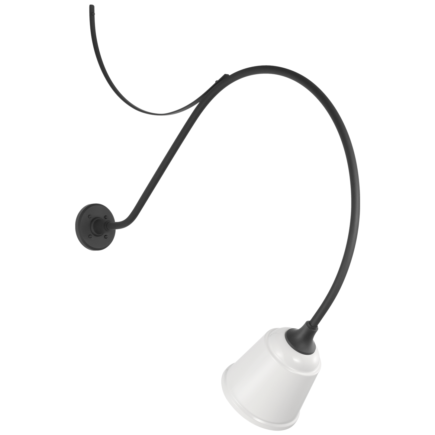 Academy 36" Anchored Larrabee Barn Light | Matte Black | 8 | 8" White Rockhouse Shade